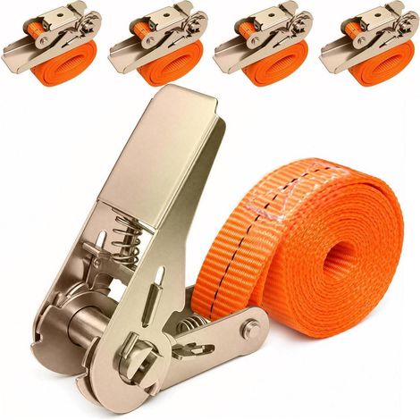 5er Set Spanngurte mit Ratsche 2m x 25mm, 800kg, für Auto & Motorrad