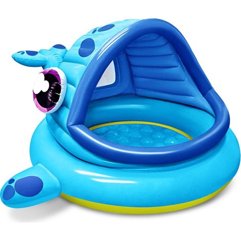 Piscine Bébé avec Pare Soleil pour Enfants 137 x 142 x 71cm Pataugeoire Enfant Piscine Gonflable avec Auvent, Flotteur de Natation Jouets de fête de Natation