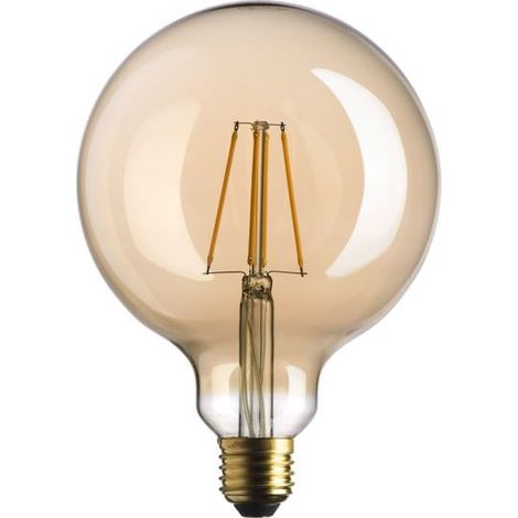 Ampoule LED Globe Ø125 mm Verre Ambré E27 – 7W 725 lm 2500K – Ambiance Vintage et Éclairage Chaleureux