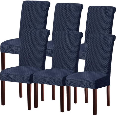 Stuhlhussen 6er Set, Stretchbezug für Schwingstuhl, abnehmbar, waschbar, marineblau (1/5)