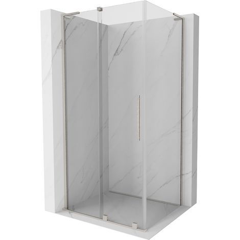 Mexen Velar L Duschkabine schiebbar 100 x 110 cm, transparent, gebürstetes Nickel - 871-100-110-03-97 (1/5)