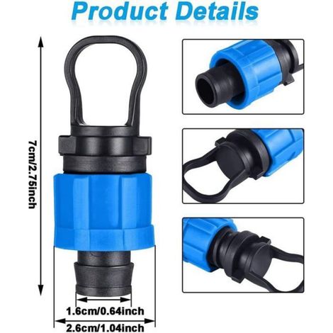 Bouchons D'Extrémité Goutte À Goutte - 1/2 Pouces - Compatible Tuyaux 16 À 17 Mm - Pour Irrigation Jardin Potager - Lot De 12 (1/5)