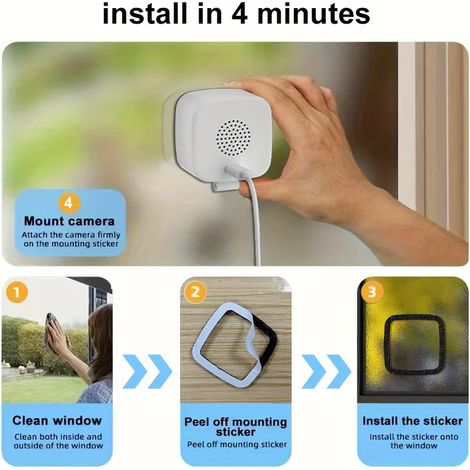 FLITI 1080P WiFi Window Camera, Humanoid Detection, Two-Way Audio, Color Night Vision, 128GB Cloud/TF Storage, Tuya/Smart Life App, 2.4GHz Connection, Indoor Baby Monitoring (1/5)