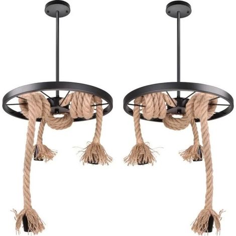 U-Do 2PACK Suspension Luminaire en Corde de Chanvre 3 Tête (1/4)