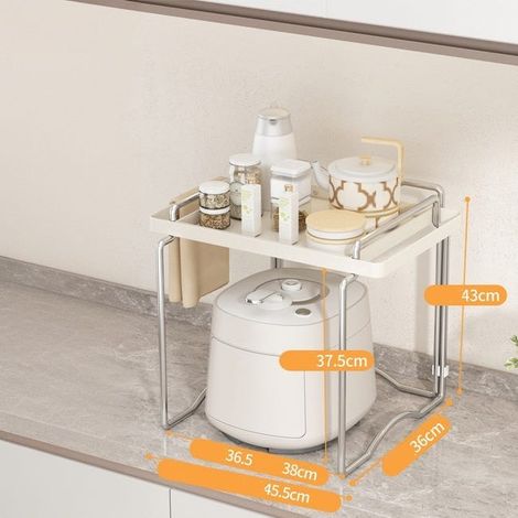Ripiano per microonde argento – Ripiano da cucina versatile 38×36×43 cm per piccoli elettrodomestici, acciaio robusto (1/4)