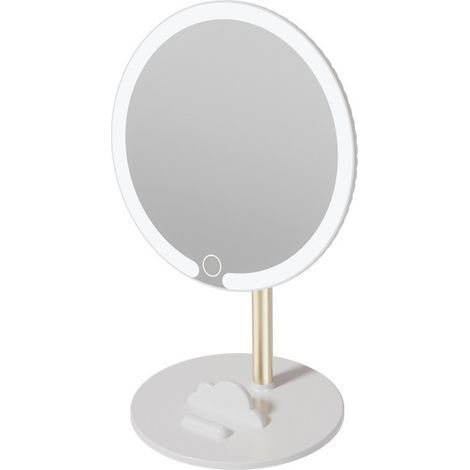 Miroir de maquillage LED avec éclairage intégré, miroir de bureau réglable, éclairage d'ambiance trois tons, idéal pour étudiants et salon. (1/4)
