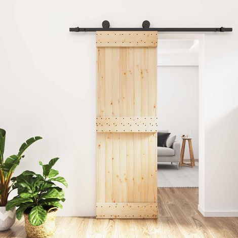 vidaXL Porta scorrevole Naturale e Nero 70 x 210 cm