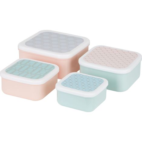 Interiors by Premier Stackable Design Set Of 4 Frosted Deco Lunch Boxes, Versatile Assortment Of Multisized PP Lunch Boxes (1/5)