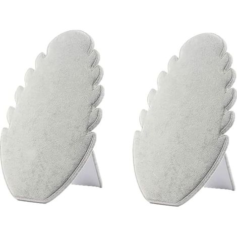Juego de 2 expositores de collares de terciopelo, soportes para collares, organizador de joyas (gris)