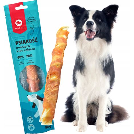 OSSO AVVOLTO CON POLLO osso per cani grande masticabile di manzo per cani con carne (1/4)