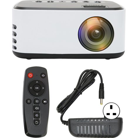 Mini-projecteur noir et blanc HD 1080P portable pour extérieur et maison, compatible smartphone, tablette, ordinateur, clé TV, prise UK 100-240V (1/5)