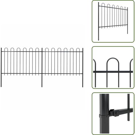 Recinzione per giardino - vidaXL Recinzione da Giardino con Parte Superiore ad Anello in Acciaio 359x120 cm Nera - Recinzione per casa