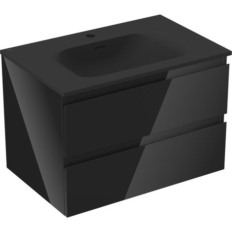 Mexen Orio Badezimmerschrank 70 cm mit Waschbecken Vela, 2 Schubladen, schwarzer Glanz/schwarzer Matt - 91A10-07047-2-BFF70-W23 (1/5)