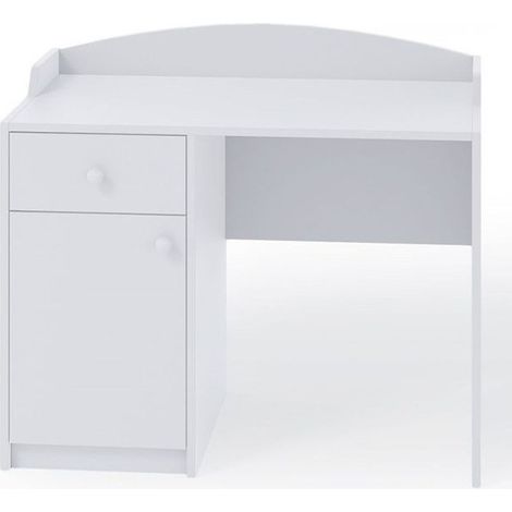 Bureau enfant avec tiroir et un placard blanc Drimy (1/3)
