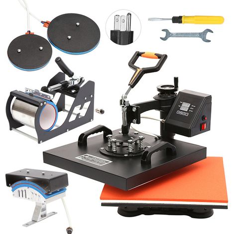 Presse à chaud 5 en 1 multifonction mini avec rail coulissant 38x38 cm prise US 110V (1/5)