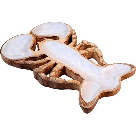 Vassoio a forma di aragosta in legno e resina - Decorazione da tavola originale