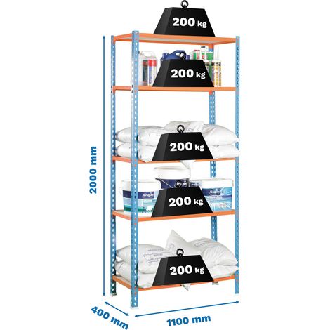 Simonrack Moderne Regal Blau Orange Holz 5 Ebenen