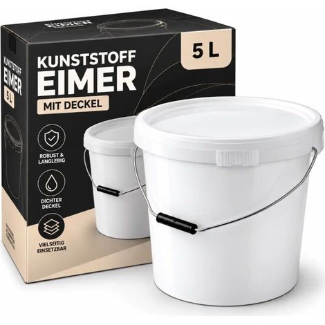 Eimer mit Deckel 5 Liter Weiß Kunststoffeimer Deckeleimer Vorratseimer (1/5)