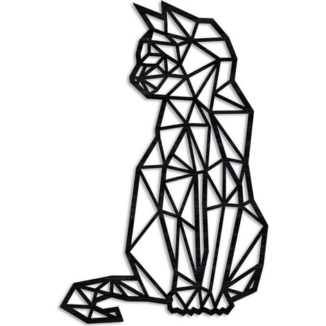 Katze 46 cm Wanddekoration aus Holz, minimalistische geometrische Kunst - Katze 46 cm Wanddekoration aus Holz, minimalistische geometrische Kunst (1/5)