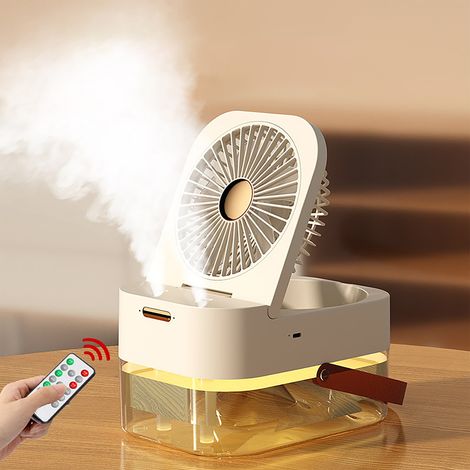 Ventilateur de bureau pliable, silencieux et mini, avec veilleuse intégrée, blanc, idéal pour la maison, les voyages et le bureau. (1/5)
