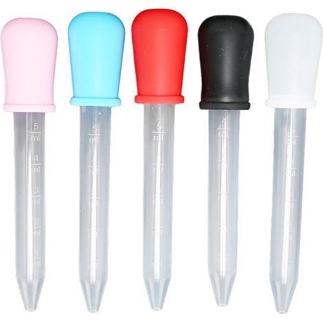 5 Pipettes en Silicone Transparent 5ml avec Échelle de Mesure Lavables et Réutilisables (1/5)