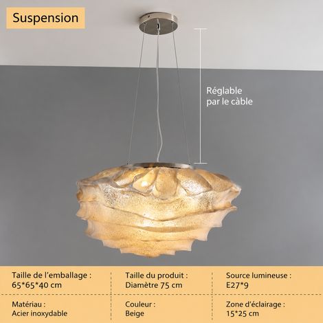 Suspension grand modèle D750H350mm luminaire design 80 × 80 × 25 cm 14 kg – Livraison gratuite