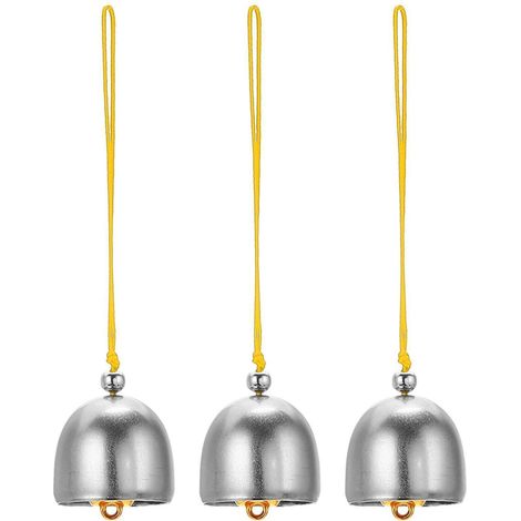 3er Set Windspiel Metall Retro Chinesische Glocken Silber Gelb 13cm