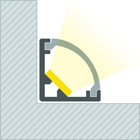 Profilé Aluminium Angle Capot Rond 2m pour Ruban LED jusqu'à 5 mm Aluminium 2 m Semi-transparent (1/2)