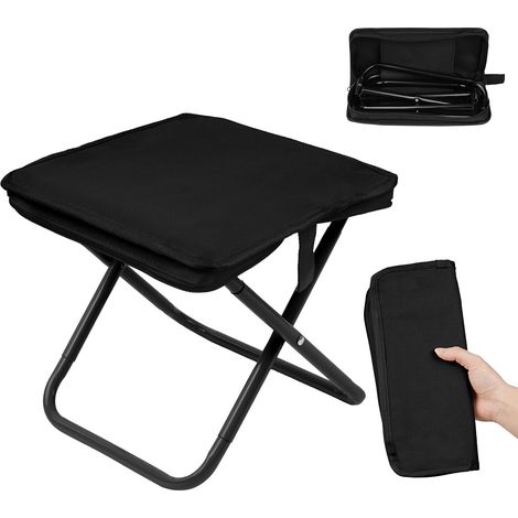 Tabouret de Camping Pliante, Tabouret Portable de Camping Léger avec Sac de Transport, Siège de Pêche Tabouret Pliable, Petite Chaise Mini pour Voyage Pêche Randonnée BBQ Plage(Noir) (1/5)