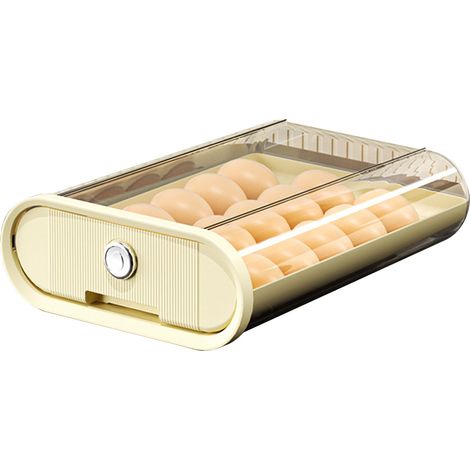 Boîte à œufs en plastique type tiroir, boîte de rangement pour œufs, pour réfrigérateur, cuisine, couleur crème (1/5)