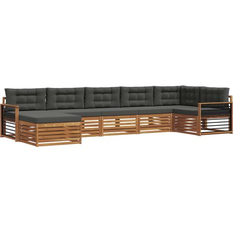 Conjunto de sofás de exterior 7 uds. Natural y Antracita vidaXL (1/5)