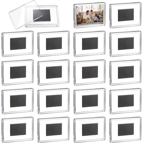 18 Pieces Transparent Fridge Photo Magnets, Mini Magnetic Photo Frames (1/5)