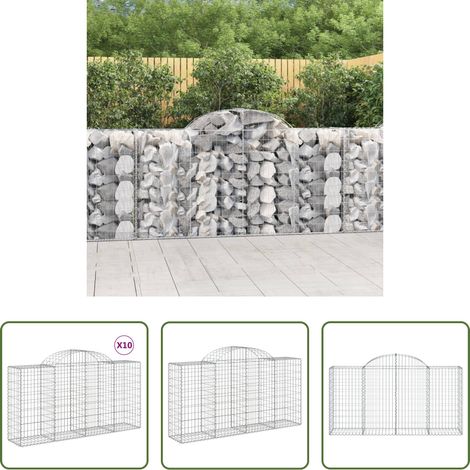 Schalldämmung - Gabionen mit Hochbogen 10 Stk 200x50x100/120cm Verzinktes Eisen (1/5)