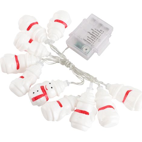Guirlande lumineuse décorative de Noël à LED, motif bonhomme de neige, sapin, Père Noël, ambiance de Noël, bonhomme de neige avec écharpe, 2 mètres, 10 LED - boîtier à piles étanche + télécommande 8 f (1/5)