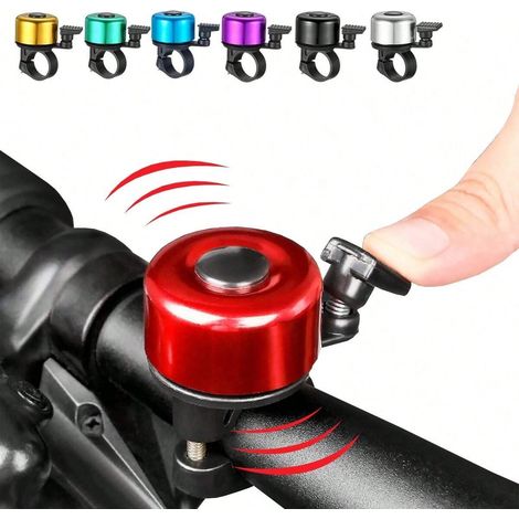 1 cloche de vélo mini au son clair et puissant, cloche à frappe par ressort, corne de VTT accessoire de cyclisme, cloche d'avertissement rouge