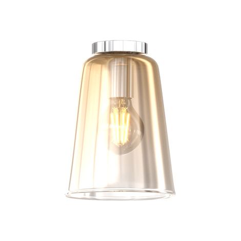 Plafoniera Contemporanea Shaded Metallo Cromo Vetro Ambra 1 Luce E27 (1/4)