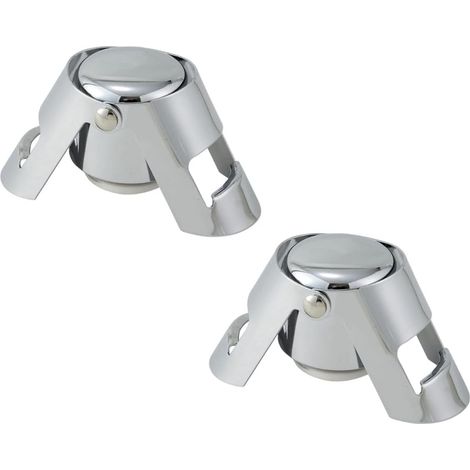Bouchon de champagne en acier inoxydable chromé, ensemble de bouchons de champagne, bouchon pour vin mousseux, bouchon de champagne réutilisable (2 pièces)-AquaForge