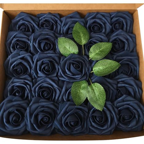 Roses Artificielles - Tige en Mousse PE - Diamètre 8 cm - Feuillage Vert - Pour Décoration Florale DIY, Centres de Table Mariage, Couronnes, Bouquets et Décor Intérieur - 25 Pièces (1/3)