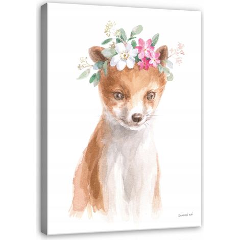 Peinture pour chambre d'enfant renard sur toile 120x80 (1/3)