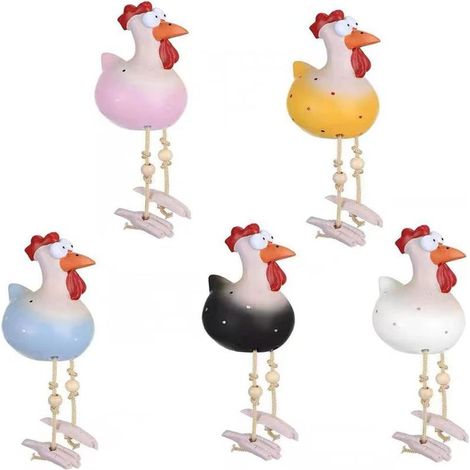 Lot de 5 statues de coqs en résine, imperméables, résistantes à la décoloration (pour extérieur)