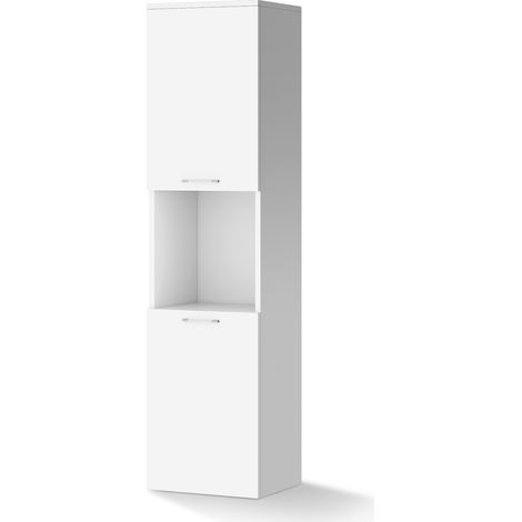 SONNI Armario de Baño,Alto Brillo Blanco con 5 Estantes Estantes Estrechos Abiertos 30cm (1/5)