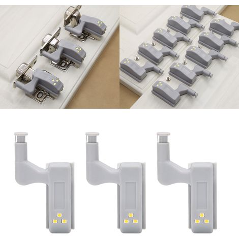 Éclairage LED pour charnières hydrauliques de portes de placards, d'armoires et de caves à vin éclairage d'appoint pour accessoires de quincaillerie de meubles. Lot de 10 (10 unités), lumière chaude, (1/5)