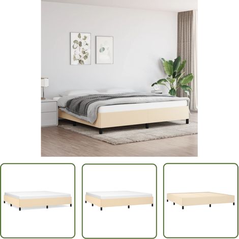 The Living Store Bettgestell ohne Matratze Creme 200x200 cm Stoff - Bettesrahmen - Doppelbett - Cremefarbenes Bett - Boxspringbetten - Lattenrost (1/5)