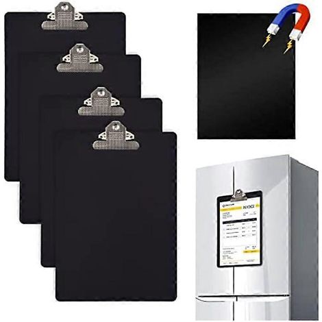 Lot de 4 porte-documents magnétiques format lettre (22,9 x 31,8 cm) avec pince standard pour réfrigérateur, bureau, salle de classe ou maison. (1/5)