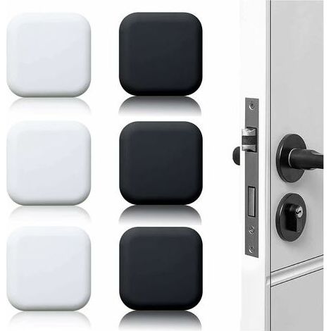 6 Stück selbstklebende Türstopper zur Wandmontage, schwarz/weiß, 45 mm x 45 mm (1/4)
