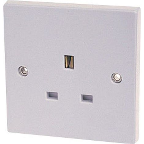 Dencon 1-Gang 13A Unswitched Socket - White Moulded Plastic (1/2)