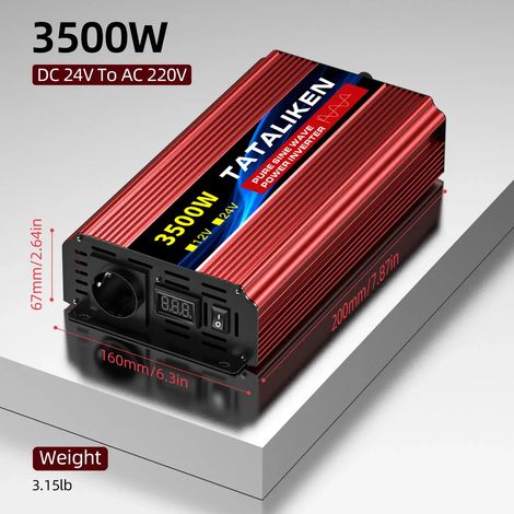 TATALIKEN Reiner Sinuswelle Wechselrichter 3500W 24V auf 220V Spannungswandler für LKW, Wohnmobil, Camping, Notstrom‑ und Off‑Grid‑Stromversorgung (1/5)