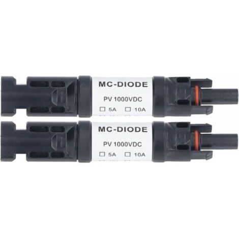 Lot de 2 Pièces de Connecteur PV Solaire 1000 V Diode Anti-retour Intégrée IP68 étanche pour Connexion Panneau Solaire(10A) (1/5)