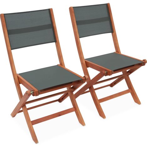 Pair of foldable wooden garden chairs Khaki Green 50x58.7x89 cm - Almeria