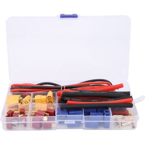 Connecteur T RC Mâle/Femelle avec Gaines Thermorétractables Fil Silicone 14AWG pour Batterie Lithium Réparation FPV (1/5)